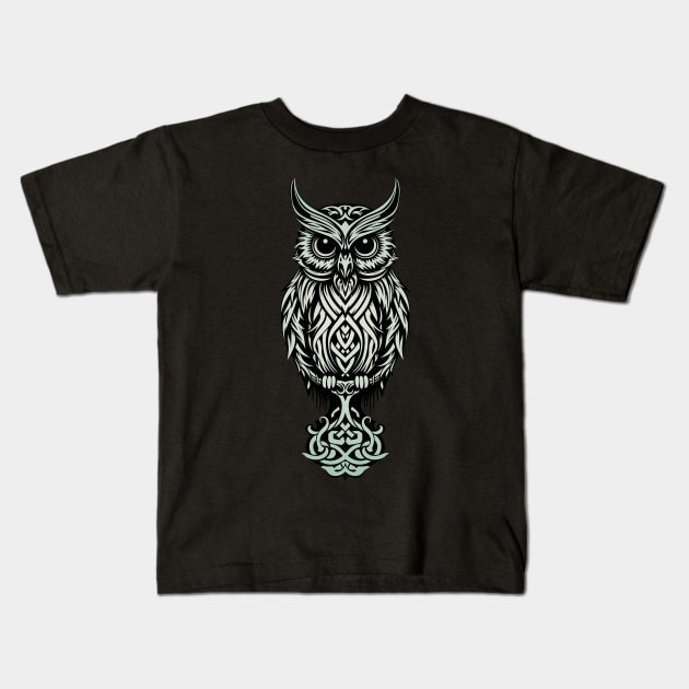 Celtic Owl Kids T-Shirt by Beltschazar